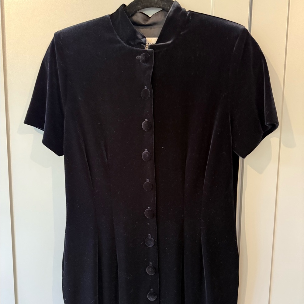 90s vintage J.Stevens Elegant Black Velvet Dress